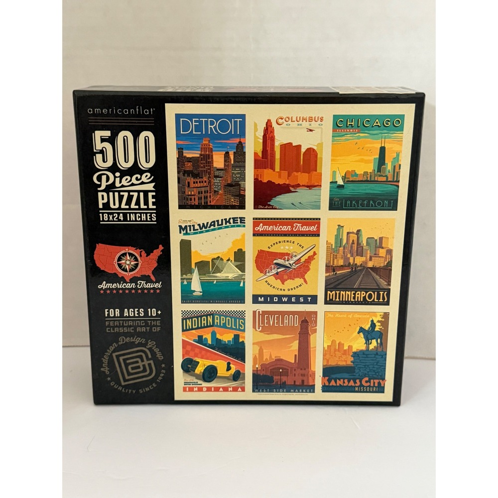 Americanflat American Travel Midwest 500 Piece Puzzle Anderson Design Group Art